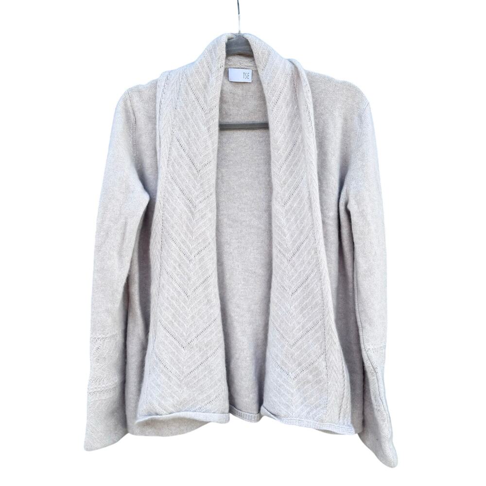 TSE Shawl Collar Open Cardigan Pure Cashmere Large L